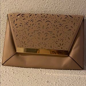 Beige and gold clutch